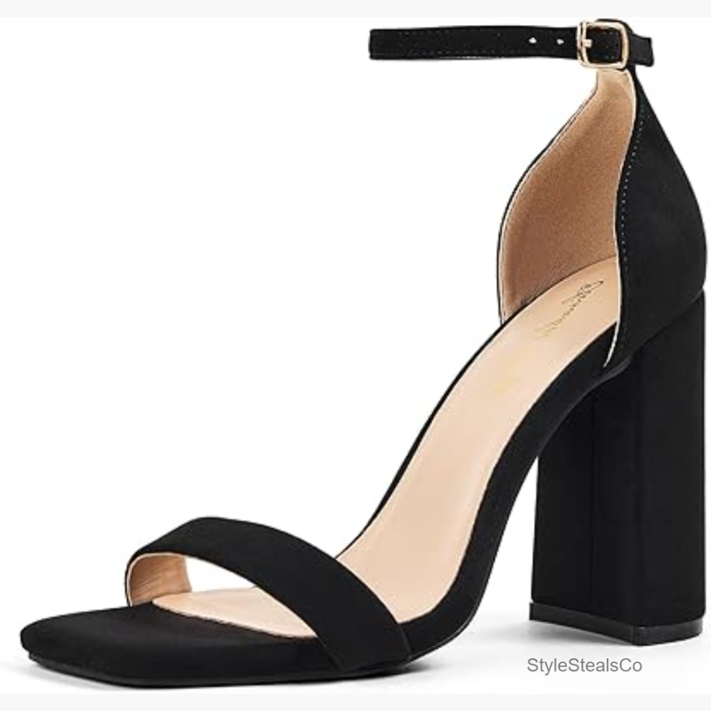 Women's Chunky Heel Sandals Adjustable Ankle Strap Square Toe Party Wedding